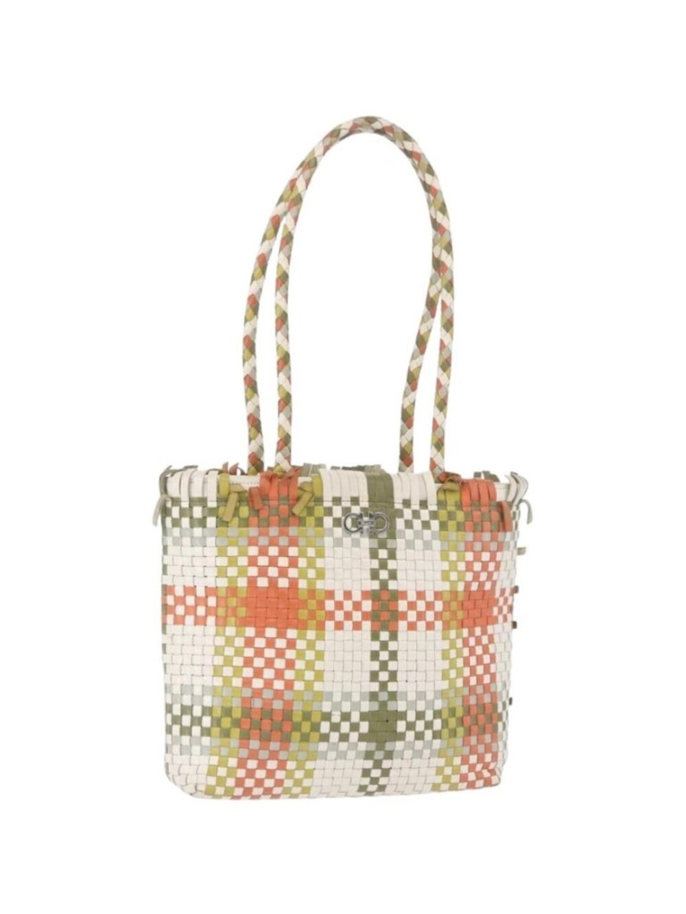 Salvatore Ferragamo Gancini Tote Bag Leather Multicolor Silver